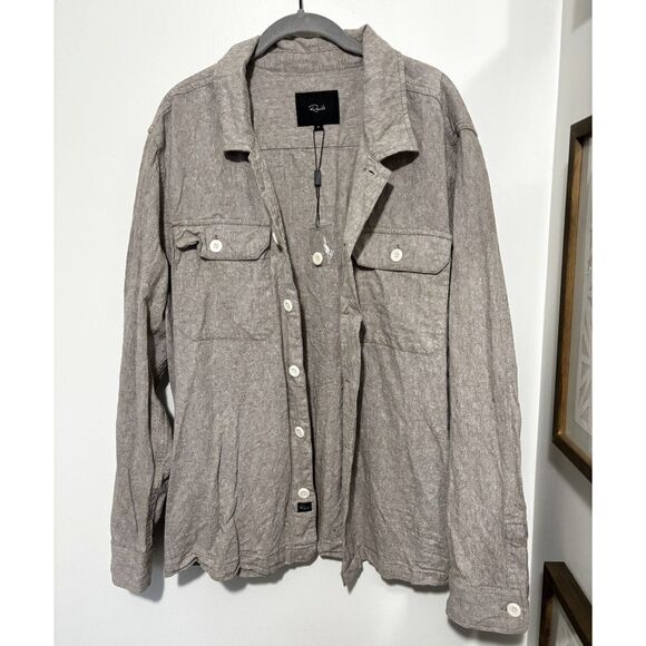Rails Tops - Rails Linen Cotton Button Down Shirt Jacket XL Neutral Shacket Minimalist Chic